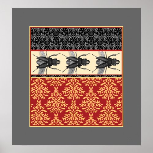 The Elegant Insect _ Bugs on Brocade Poster