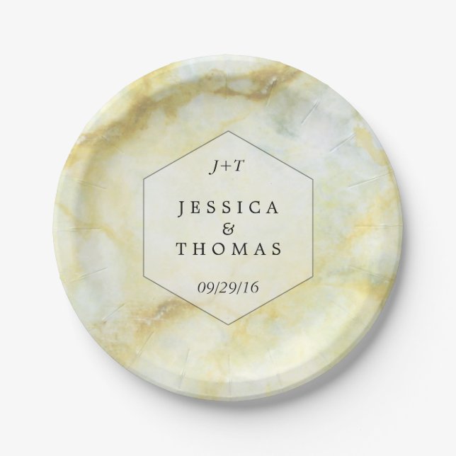 The Elegant Marble Effect Wedding Collection Paper Plates (Front)