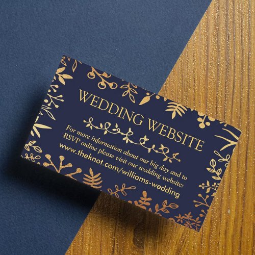 The Elegant Navy  Gold Floral Wedding Collection Enclosure Card