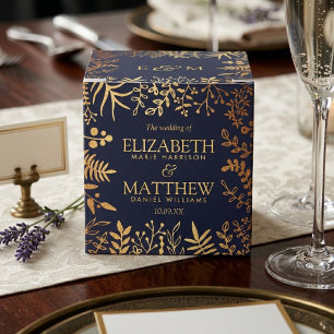 The Elegant Navy & Gold Floral Wedding Collection Favor Boxes