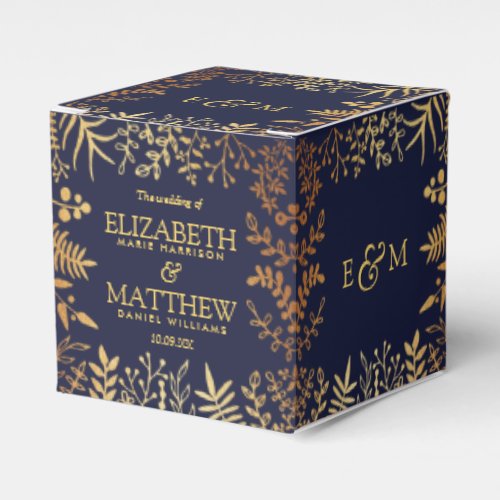 The Elegant Navy  Gold Floral Wedding Collection Favor Boxes