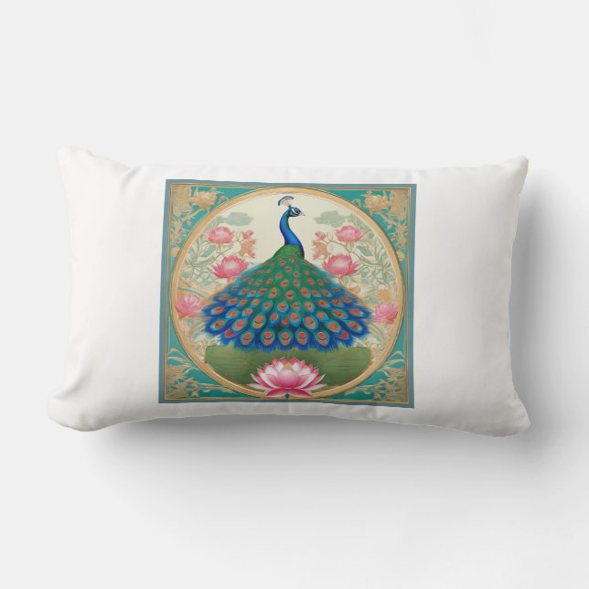 the_elegant_ peacock_ patterns lumbar pillow (Front)
