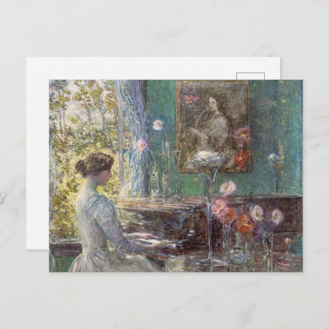 The Elegant Pianist,Improvisation by Childe Hassam Postcard (Front/Back)