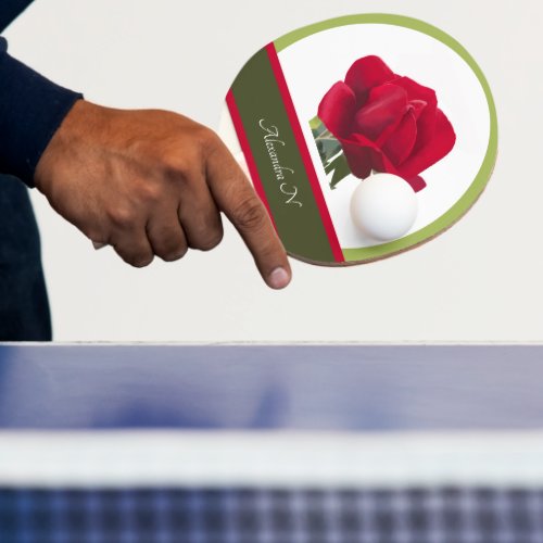  The elegant player  Red rose Painting Ping Pong Paddle
