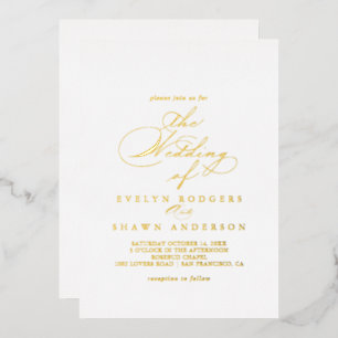 The Elegant Stylish Calligraphy Wedding of Gold Foil Invitation