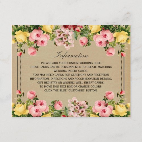 The Elegant Vintage Floral Wedding Collection 4.25x5.5 Paper Invitation Card