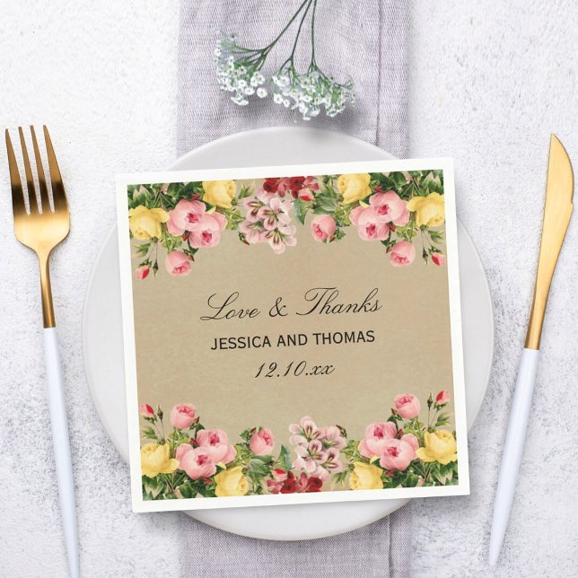 The Elegant Vintage Floral Wedding Collection Napkins (Creator Uploaded)
