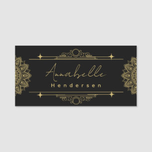 The Elegante Gold & Black Name Tag