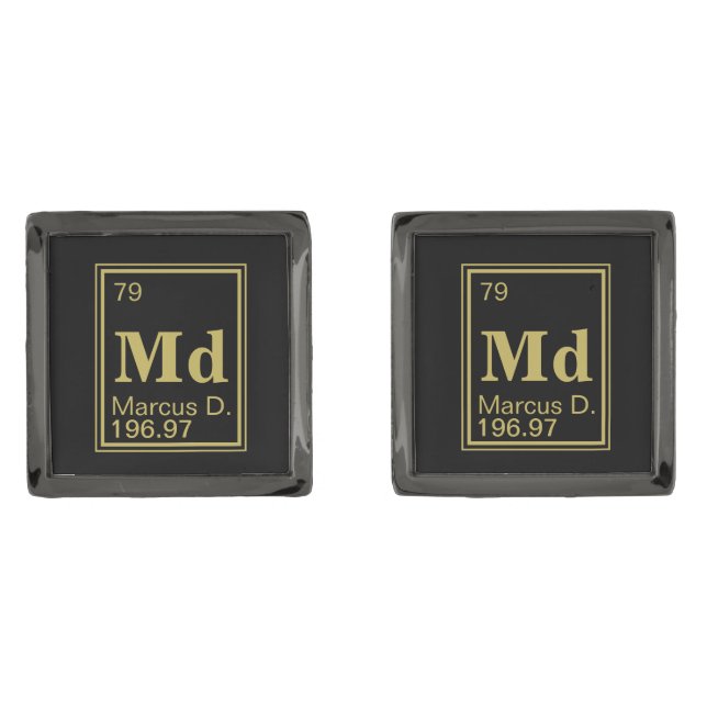 The Element of You! Custom Name Gold Periodic Cufflinks (Front)