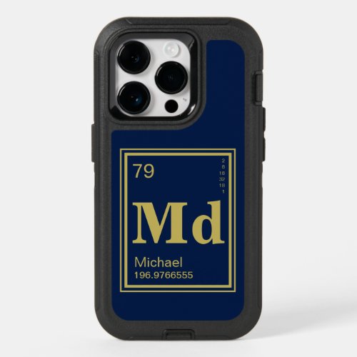 The Element of You Custom Name Gold Periodic OtterBox iPhone 14 Pro Case