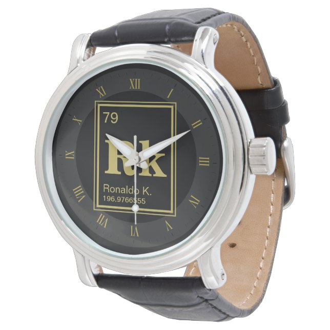 The Element of You! Custom Name Gold Periodic Watch (Angled)