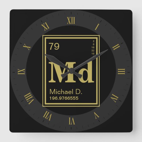 The Element of You Custom Name Periodic Table Square Wall Clock