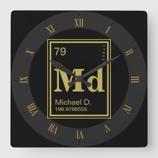 The Element of You! Custom Name Periodic Table Square Wall Clock (Front)