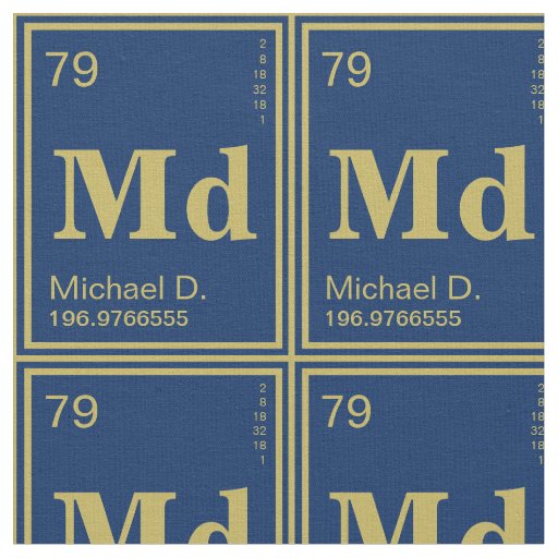 The Element of You! Customized Gold Periodic Navy Fabric