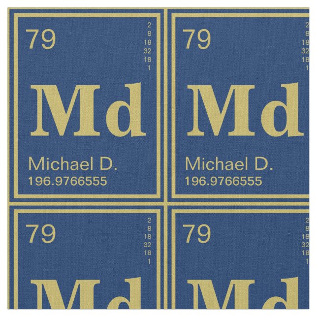 The Element of You! Customized Gold Periodic Navy Fabric (Close Up)