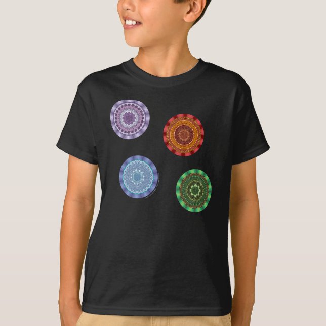 The Elements Mandalas Kid's and Baby Dark Shirt (Front)