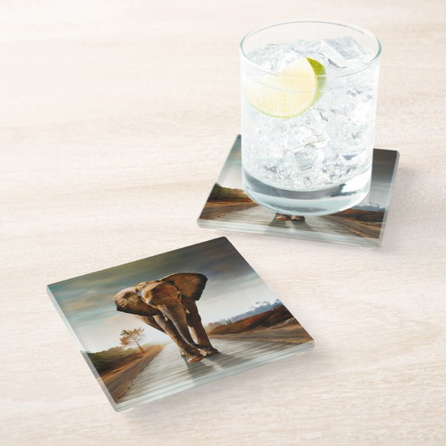 The Elephant Glass Coaster (Angled)