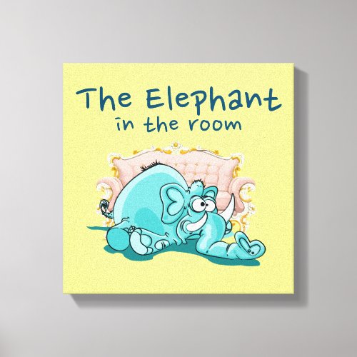 The Elephant In The Room Cartoon Canvas Print