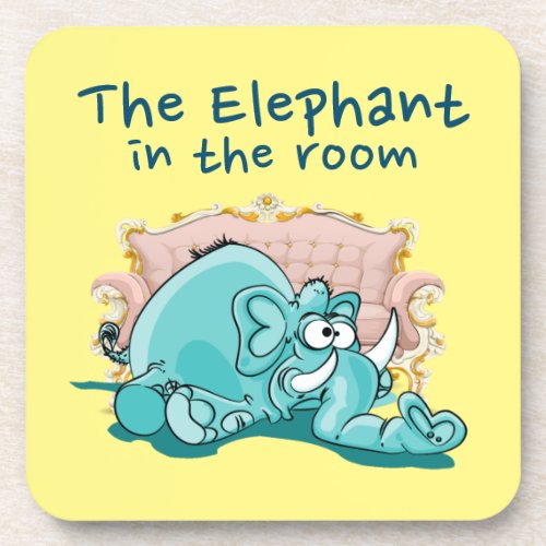 The Elephant In The Room Cartoon Coaster