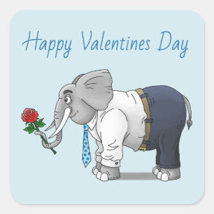 The Elephants Happy Valentines Day Square Sticker
