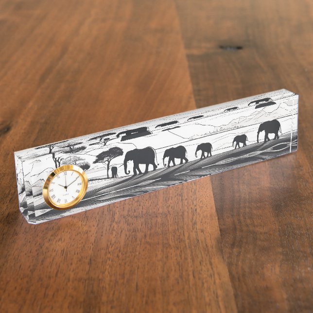 The elephants of Africa Desk Name Plate (Side)