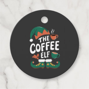 The Elf Coffee Funny Christmas Elf Coffeine Lover  Favor Tags