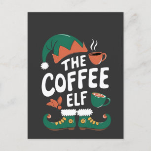 The Elf Coffee Funny Christmas Elf Coffeine Lover Invitation Postcard
