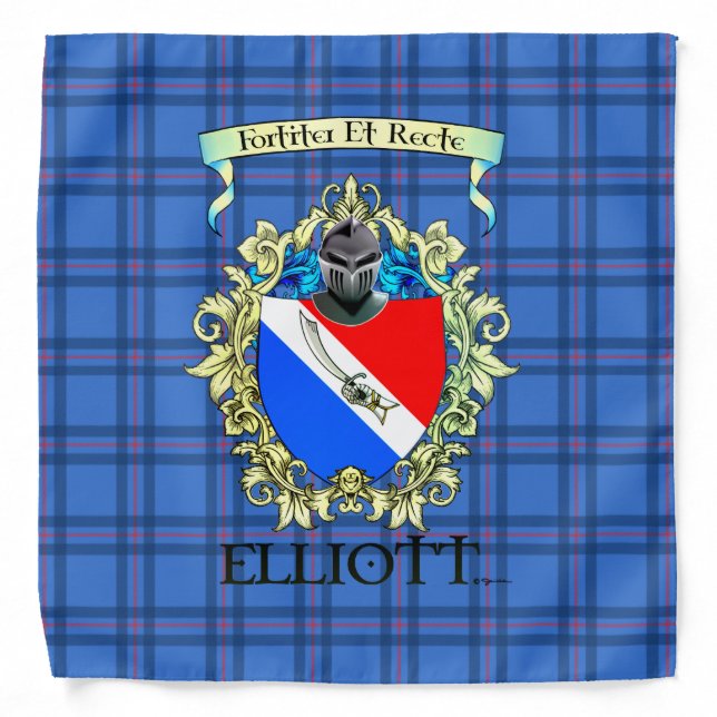 The Elliott Clan Tartan & Crest Bandana (Front)
