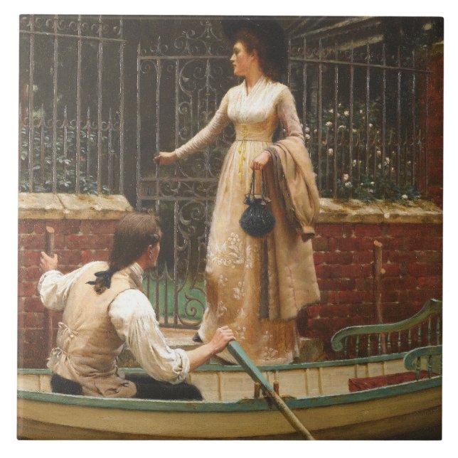 The Elopement (Romantic Date) (by E.B. Leighton) Ceramic Tile (Front)