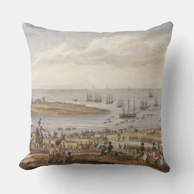 The Embarkation of the English in Holland, 30 Nove Throw Pillow (Front)