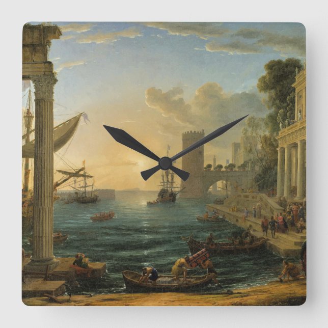 The Embarkation of the Queen of Sheba  Square Wall Clock (Front)