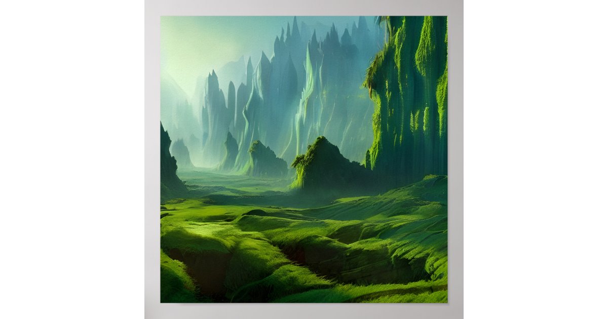 The Emerald Valley Fantasy Art Poster | Zazzle