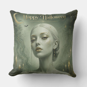 The Emerald Witch's Golden Weep Throw Pillow