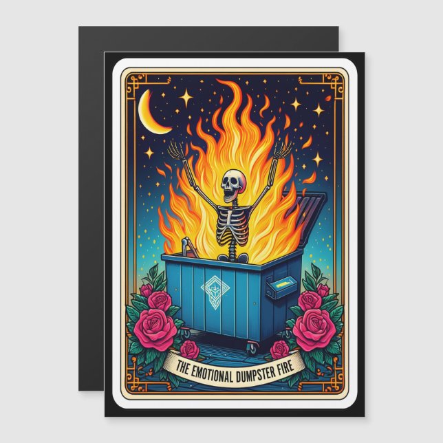 "The Emotional Dumpster Fire" Tarot Card Magnet (Front/Back)