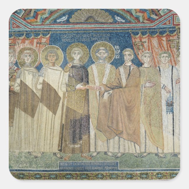 The Emperor Constantine IV grants tax immunity Square Sticker (Front)