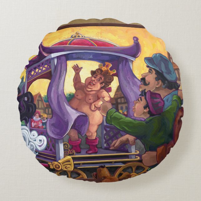 The Emperor’s New Clothes Art Round Pillow (Front)