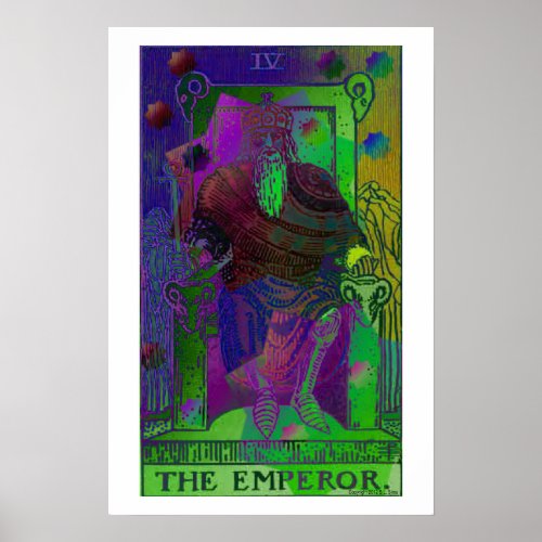 The Emperor Tarot Card Psychedelic Poster