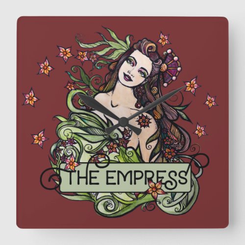 The Empress Tarot Card Square Wall Clock