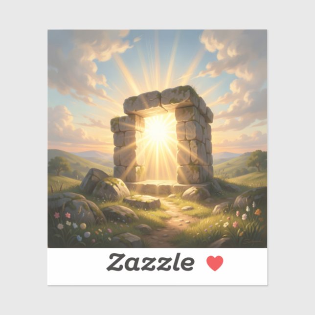 The Empty Tomb – Biblical Resurrection Art Square Sticker (Sheet)
