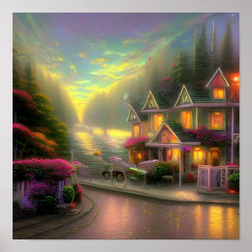 The Enchanted Bed  Breakfast Digital Art Poster