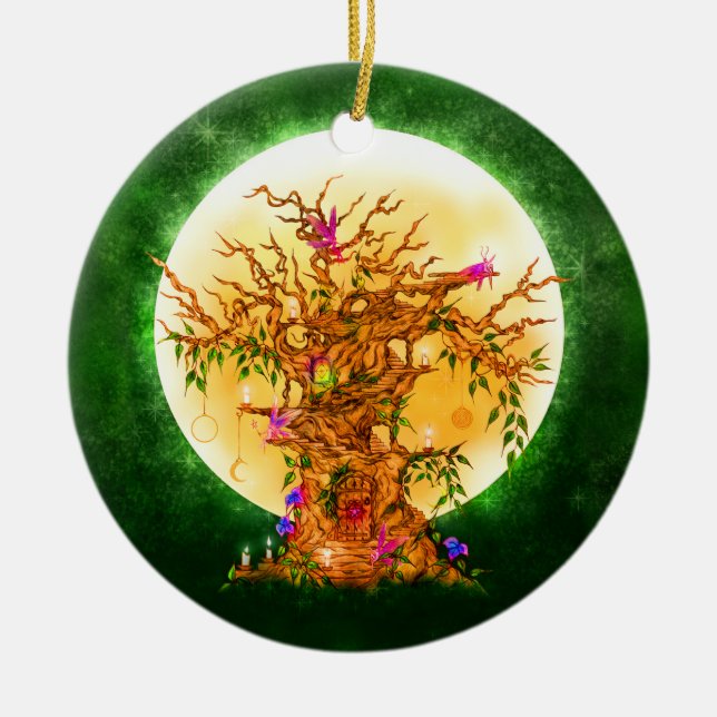 The Enchanted Faerie Tree Yule Ornament (Front)