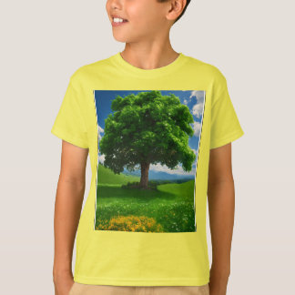 "The Enchanted Field - Tree of Life Amidst a Lush T-Shirt