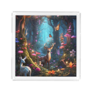 The Enchanted Forest a Mystical Oasis Acrylic Tray