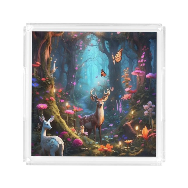The Enchanted Forest a Mystical Oasis Acrylic Tray (Front)