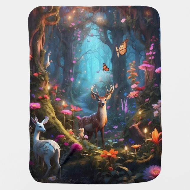 The Enchanted Forest a Mystical Oasis Baby Blanket (Front)
