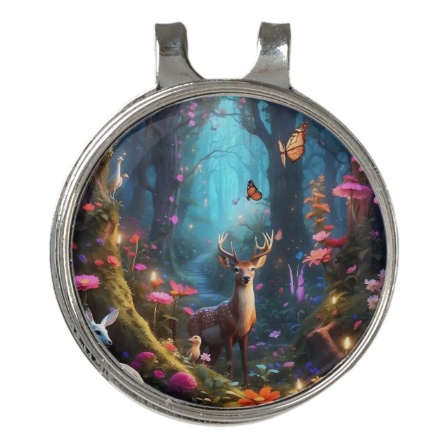 The Enchanted Forest a Mystical Oasis Golf Hat Clip (Front)