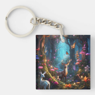 The Enchanted Forest a Mystical Oasis Keychain