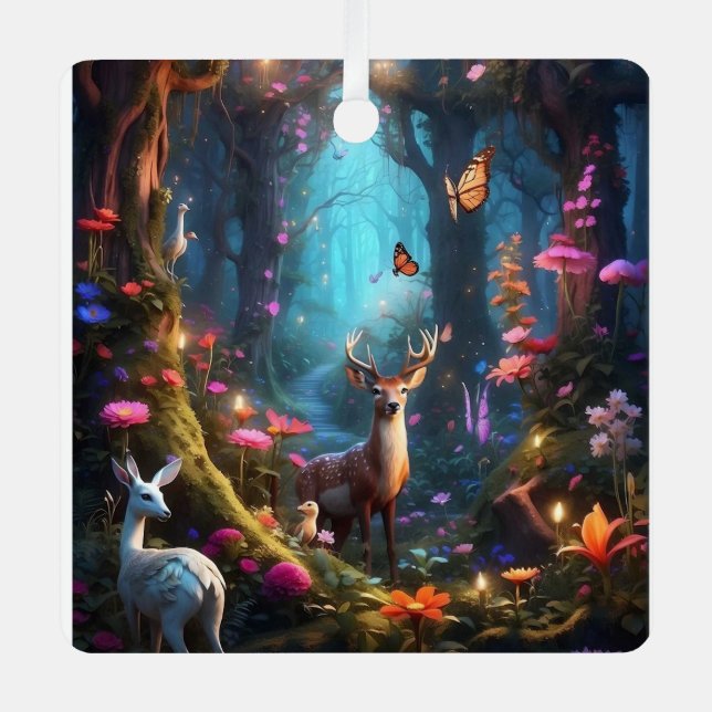 The Enchanted Forest a Mystical Oasis Metal Ornament (Front)