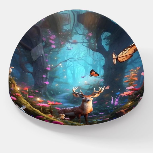 The Enchanted Forest a Mystical Oasis Paperweight (Angled)