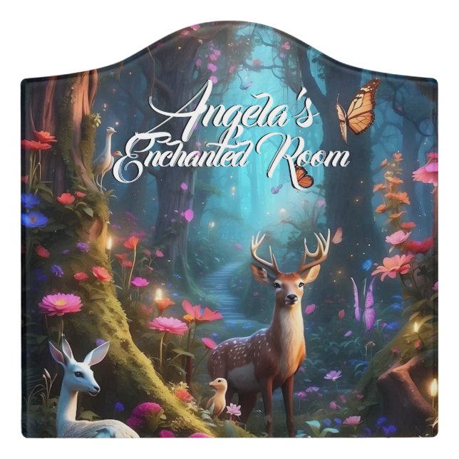 The Enchanted Forest a Mystical Oasis Personal Door Sign (Large Crest Front)